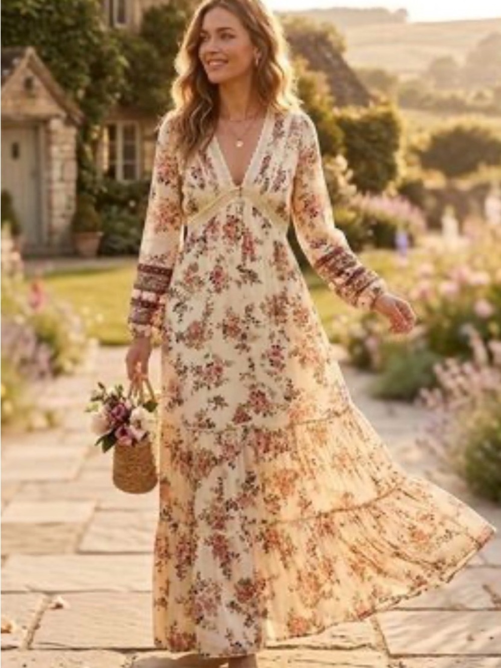 A Collective Story Floral Tiered Maxi Dress Size Small